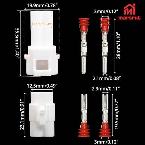 10 Sets 2 Pin Connector Compatible with Sumitomo MT090, DJ7021-2-11/21 Waterproof Fog Lamp Electrical Quick Wire Two Pin Plug Connector Set Kit for Automotive Motorcycle, Replaces 6187-2171, 6180-2181