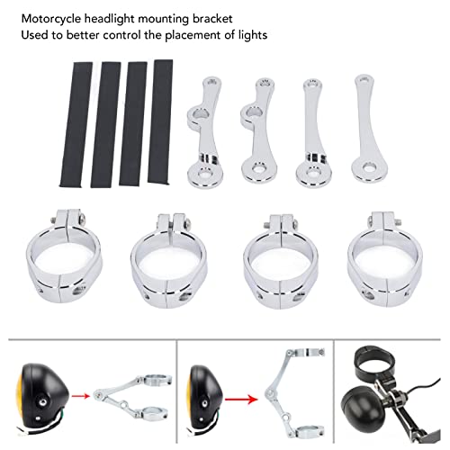 Motorcycle Headlight Mount Bracket Universal | CNC Aluminium Clamp for 39-41mm Fork Tubes, Sturdy Turn Signal Holder, Modified Replacement Part, Silver
