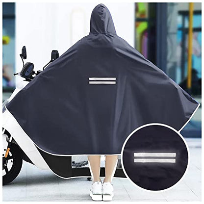 Unisex Adult Poncho Waterproof Rain Poncho Outdoors Bike Ebike Motorcycle Scooter Cycling Jacket Raincoat Cape Rain Cover - color: Navy