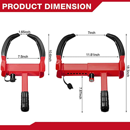 3 Pcs Wheel Lock for Cars, Heavy Duty Trailer Wheel Lock Universal Security Anti Theft Tire Clamp for Vehicles Boot Camper SUV ATV Boat Motorcycle Deterrent(Red, Black) - color: Red, Black