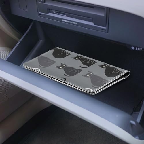 Art Cats Grey Black Pu Leather Car Registration & Insurance Card Holder Vehicle Glove Box Organizer for Driver Auto Owners Trailer Motorcycle Boat