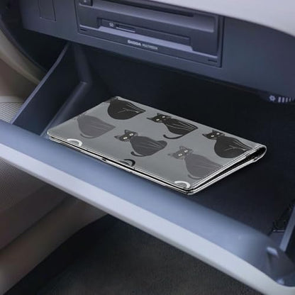 Art Cats Grey Black Pu Leather Car Registration & Insurance Card Holder Vehicle Glove Box Organizer for Driver Auto Owners Trailer Motorcycle Boat