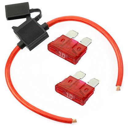 Voodoo (1) 8 Gauge ATC Inline Fuse Holder Fuseholder with Cover and (2) Fuses (10 Amp) - size: 10 Amp