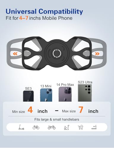 Bike Phone Mount 2 Pack, Bike Phone Holder, Motorcycle Cell Phone Mount- 360° Rotatable Silicone Bicycle Phone Holder Handlebar Phone Mount for 15 Pro Max / 14/13, S10 and More 4.7-6.8" Phone - size: 2 Pack