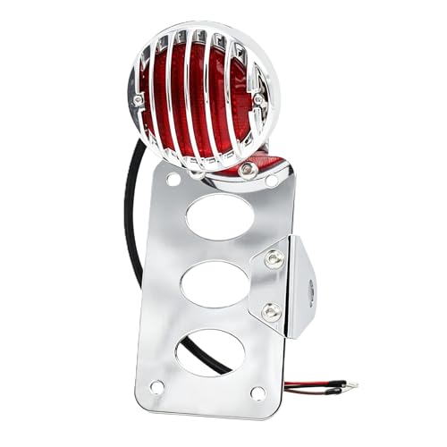 Motorcycle LED Tail Brake Light with Bracket Compatible for Harley Sportster Bobber Chopper Yamaha Suzuki Honda Kawasaki Side Mount License Plate Rear Light （Full electroplating）