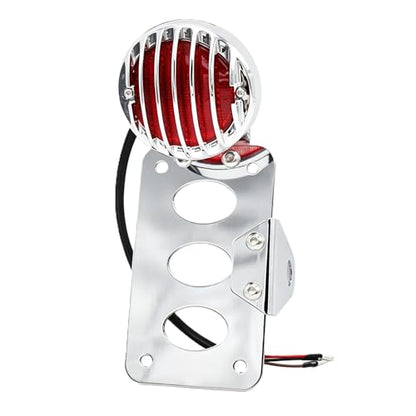 Motorcycle LED Tail Brake Light with Bracket Compatible for Harley Sportster Bobber Chopper Yamaha Suzuki Honda Kawasaki Side Mount License Plate Rear Light （Full electroplating）