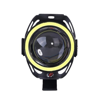 Motorcycle LED Fog Lights U7 Spotlight with High Low Strobe Beam Halo Rings White Central with U7 LED Running DRL Switches Clamps Universal Spotlights Driving Lights 2 Packs - color: Blue