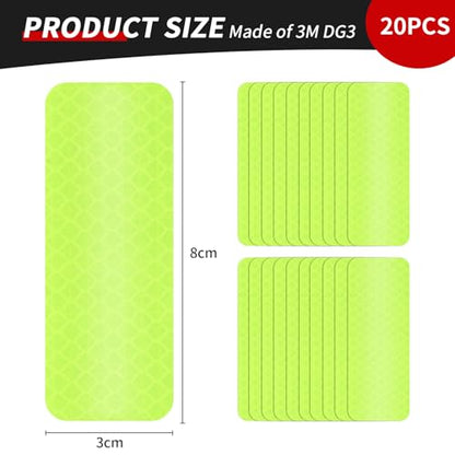 20 Pcs Super Reflection Reflective Stickers Made of 3M DG3, Yellow-Green Outdoor Waterproof Safety Reflective Tape for Car/Bike/Mailbox/Helmet/Truck - Safety Stickers Yellow-Green - color: Fluorescent Yellow-Green 20pcs