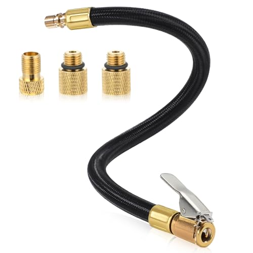 12'' Tire Inflator Hose Replacement, Tire Inflator Adapter with Presta Valve, Hose Connector for Air Compressor, High-Pressure Tube Car Motorcycle Maintenance Accessories