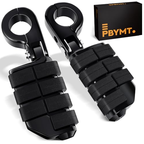 PBYMT Highway Pegs, P-Clamp A3 Steel Highway Footpegs Footrest Fit For 1.25''(32mm) Crash Bars Compatible with Harley Davidson Touring Black - color: Black
