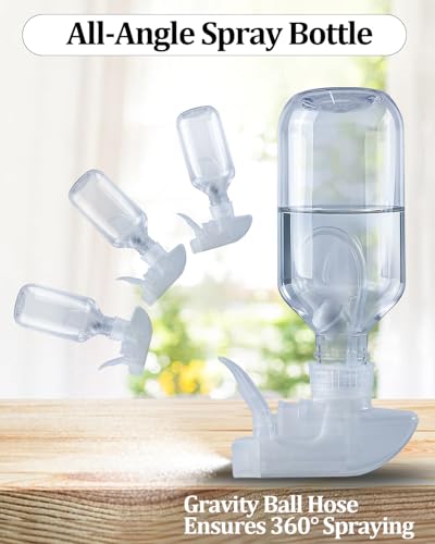 2 Pack 360° Spray Bottles, 10 oz Plastic Small Containers with Adjustable Spray Nozzles, Spray Bottles for Hair, Cleaning Solutions, BBQ and Plants Clear - color: Clear, size: 10 Ounces