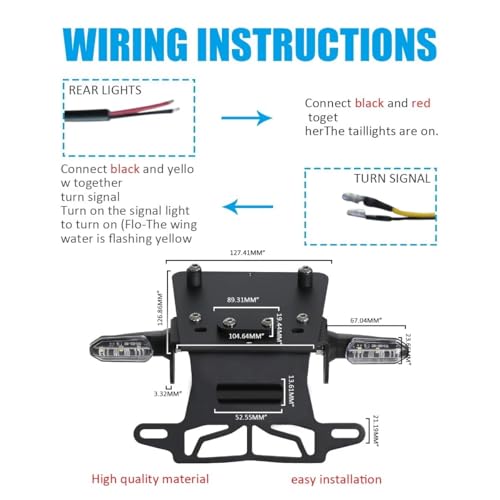2026 GROM MSX 125 Fender Eliminator Kit - Tail Tidy Compatible with 2022-2025 MSX125 GROM - License Plate Bracket with Turn Signals Rear and LED License Light (Clear) - color: Clear