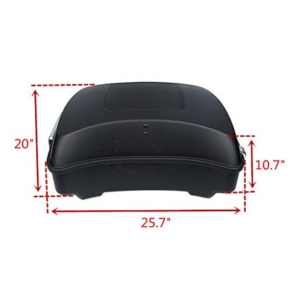 TCT-MOTORPARTS Matte Black Chopped Tour Luggage Trunk Backrest Pad & 2-UP Mounting Rack Fit for 2014-2025 Harley Touring Road King Street Road Electra Glide Special - color: Matte Black Chopped Trunk+Black Rack #1