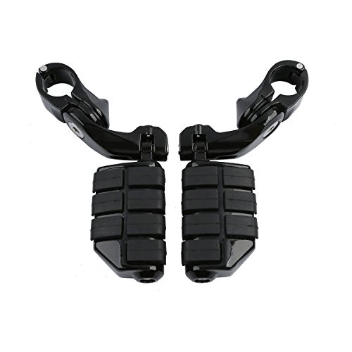 XFMT Motorcycle Highway Pegs 1.25" Short Angled Highway Footpeg Adjustable Footrest Fit For Harley Touring Road King Street Glide Electra Glide Softail Sportster with 1 1/4" Engine Guard, Black - color: Black Style 2, size: Short Angled
