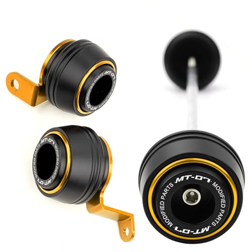 Compatible with MT07 MT 07 2026 2025 MT-07 FZ07 Motorcycle Front & Rear Wheel Fork Axle Sliders Crash Protectors Accessories (Gold) - color: Gold