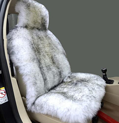 Winter Warm Authentic Australia Sheepskin Car Seat Cover Luxury Long Wool Front Seat Cover Fits Most Car, Truck, SUV, or Van (Grey Tips) - color: Grey tips