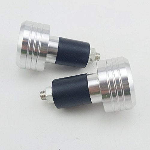 Motorcycle Handlebar Ends,7/8'' Handle Bar Slider Caps Weight Plugs CNC Aluminum (Silver) - color: Silver
