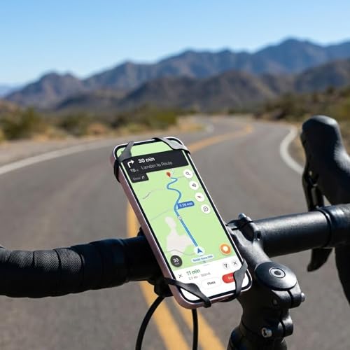 Rubber Phone Holder, 6 Pack Motorcycle Phone Mount Tether Ultra-Stable Bike Bands Compatible Bicycle Phone Mount for Scooter Bike Bicycle Motorcycle Handlebar (Black)