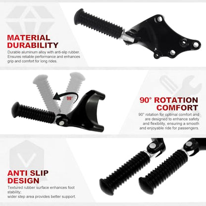 Motorcycle Rear Passenger Footpeg Mount Pedal Fit For Harley Sportster XL 1200 Iron 883 Forty Eight XL1200X 2014-2022 Super Low XL1200V Roadster XL1200CX XL883N XL1200T (For 2014-2022)