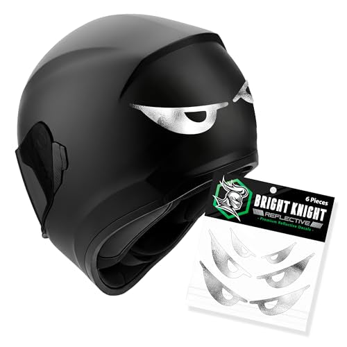 Bright Knight Decals Reflective Evil Eye Stickers, 6" x 3" Chrome Evil Eye Motorcycle Decals & Graphics for Bike & Motorcycle Helmet Stickers, Made in USA, 3 Pairs - color: Chrome