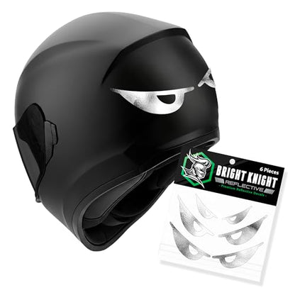 Bright Knight Decals Reflective Evil Eye Stickers, 6" x 3" Chrome Evil Eye Motorcycle Decals & Graphics for Bike & Motorcycle Helmet Stickers, Made in USA, 3 Pairs - color: Chrome