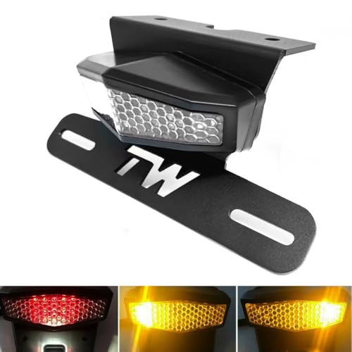 TW200 Fender Eliminator Tail Tidy Kit Compatible with 1989-2024 TW 200 License Plate Bracket Holder with Rear Tail Brake Light (Clear) - color: Clear