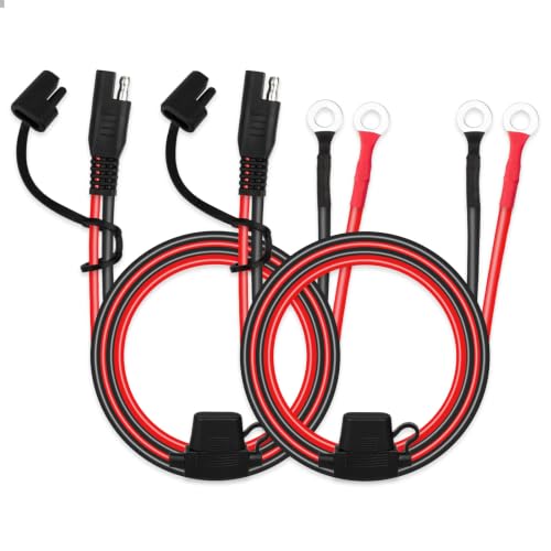 2PCS SAE Extension Cable, 16AWG SAE Battery Connector, Ring Terminal Harness Accessory Cable for Motorcycle Solar Panel RV - size: 16AWG-2PCS