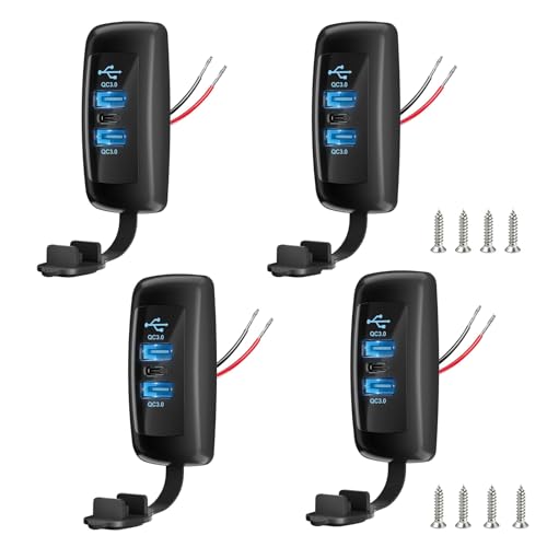 4PCS 3 Ports 12V RV USB Outlet 72W, Type-C PD3.0 Quick Charge & Dual QC3.0 Panel Wall Surface Mount, Automotive Car Multi-Port USB Socket Charger Adapter for RV Marine Boat Bus Camper ATV Truck - color: 4PCS
