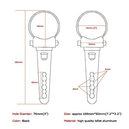 Tube Clamps Mounting Brackets for LED Bar Work Lights Fog Lights - Fit 3" Bull Bar, 2pcs - size: 3"