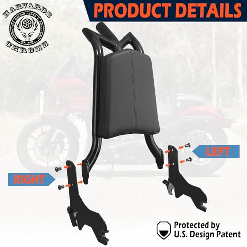 Custom 26”Tall Adjustable Sissy Bar Docking for Harley Davidson 2018-2025 Low Rider Models Lowrider ST FXLR FXRST FXLRS FXLRST Sport Glide FLSB Dyna Gloss Black (26”) - size: 26”