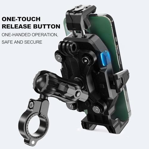 iMESTOU Motorcycle Phone Mount Anti-Vibration with 4 Shock Absorbers, Universal 22-32mm Handlebar Fit for Bikes/Motorcycles/EBikes, 720° Adjustable Heavy-Duty Phone Holder for 5.6”-7.4” Phones