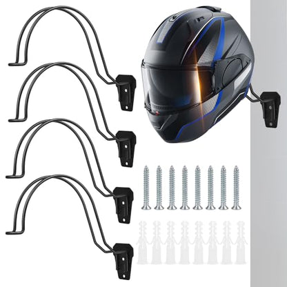 TVKB Motorcycle Helmet Holder Wall Mount Multifunctional Metal Hanger Rack Motorcycle Accessories for Hats Mask Garage 4pack