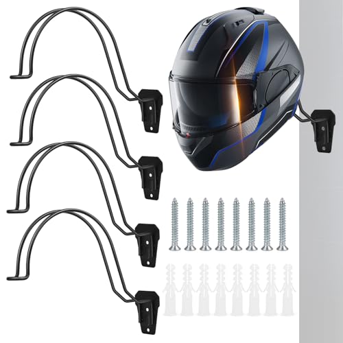 TVKB Motorcycle Helmet Holder Wall Mount Multifunctional Metal Hanger Rack Motorcycle Accessories for Hats Mask Garage 4pack