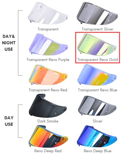 Compatible With K6S Visor K6 Face Shield Replacement Tinted Visor Helmet Accessories (Transparent Revo Gold) - color: Transparent Revo Gold