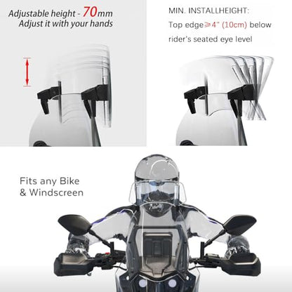 Motorcycle Windshield Extension for Yamaha Tracer 9 GT Tracer 9GT, Clip On Adjustable Spoiler, Height Adjustable Windshield, Fatigue Reducing Protective Shield,360MM - size: 360MM