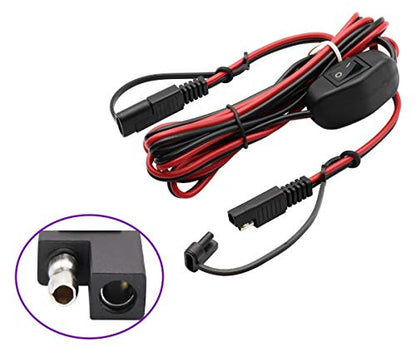 SAE Extension Cable 16 AWG Wire Harness 12V-24V DC SAE to SAE Cable with Switch Quick Connect/Disconnect Snap Action Cable for Motorcycle Cars,Camp Trailer Solar Panels(2.4m/7.8ft-Switch)