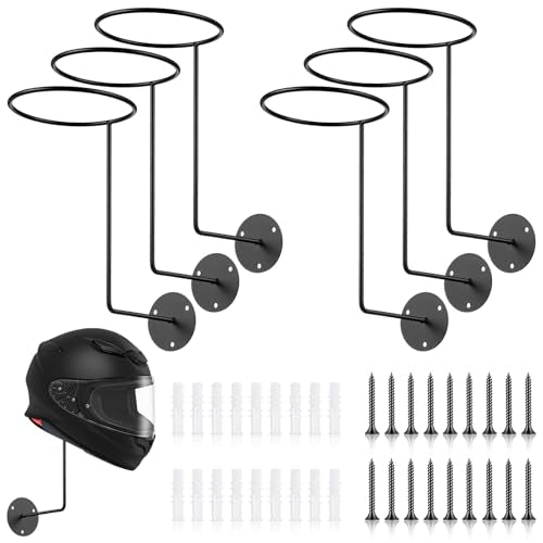 6PCS Helmet Hanger,Metal Motorcycle Helmet Holder Wall Mount Helmets Rack Multifunctional Ball Rack and Hat Hooks for Jacket Coats Basketball Volleyball Football Motorcycle Mask Bike Racks