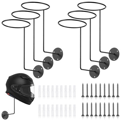 6PCS Helmet Hanger,Metal Motorcycle Helmet Holder Wall Mount Helmets Rack Multifunctional Ball Rack and Hat Hooks for Jacket Coats Basketball Volleyball Football Motorcycle Mask Bike Racks