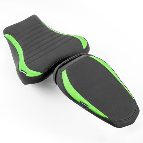 Motorcycle Driver Rider Rear Passenger Seat fit for Z900 Z 900 2017 2018 2019 2020 2021 2022 2023 2024 Pressure Relief Soft Pillion Saddle Cushion Pad, Green - color: Front & Rear - Green