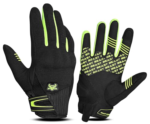 BEAST RAGE Summer Motorcycle Gloves–Breathable Touchscreen Riding Gloves for Men Women, Lightweight Off-Road Racing Guantes with Finger Guards,Non-Slip Grip - color: Green, size: Small