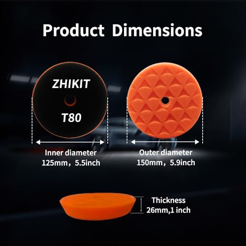 5 Pcs 5-Inch Buffing Pads, Triangular Foam Polishing Pad Kit for Cars | 5.9"/150mm Face, Fits 125mm Backing Plate，Suitable for car polishing and waxing