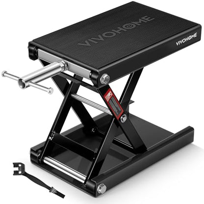 VIVOHOME 1100 LBS Motorcycle Lift Scissor Jack, Wide Deck Hoist Stand, Height Adjustable Center Stand with Crank, Steel Lift for Cruiser, Dirt Bike, ATV - Black - color: Black