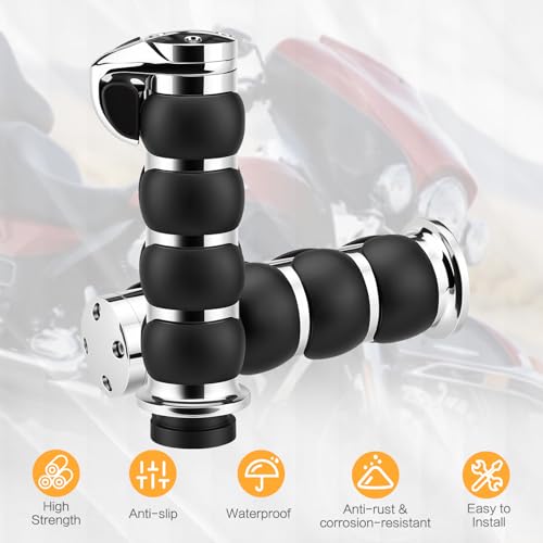 Motorcycle Hand Grips 1 Inch 25MM Handlebar Grip Throttle Non-Slip Universal Compatible with Harley Davidson Dyna Sportster 883 Road King Electra Glide Street Glide - color: Chrome-A