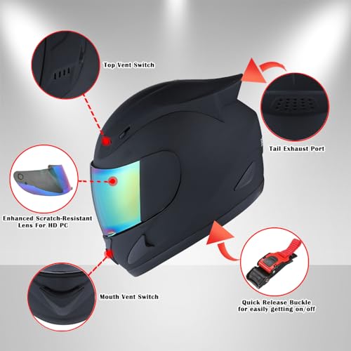 1STORM Motorcycle Bike Full FACE Helmet Mechanic - color: Anti Fog Matt Black