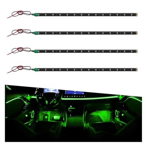 4PCS DC 12V Waterproof Car LED Light Strip, 30CM/1Ft 3528 15SMD Car Underbody Light Strip with 9" Wire, Vehicle Interior Exterior Decoration Light for Golf Cart, Boat, Motorcycle (Green) - color: Green