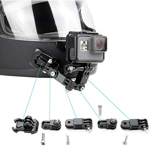 SOONSUN Motorcycle Helmet Chin Mount Kits for GoPro Hero 13 12 11 10 9 8 7 6 5 4 Hero Session, AKASO, SJCAM, Osmo Action Camera – Includes Adhesive Pads Flat Curved J-Hook Mount