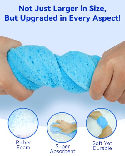 Temede Car Wash Sponge, Large All Purpose Sponges for Cleaning, 2.4in Thick Foam Scrubber Kit, Sponges for Dishes, Tile, Bike, Boat, Easy Grip Sponge for Kitchen, Bathroom, Household Cleaning, 3pcs