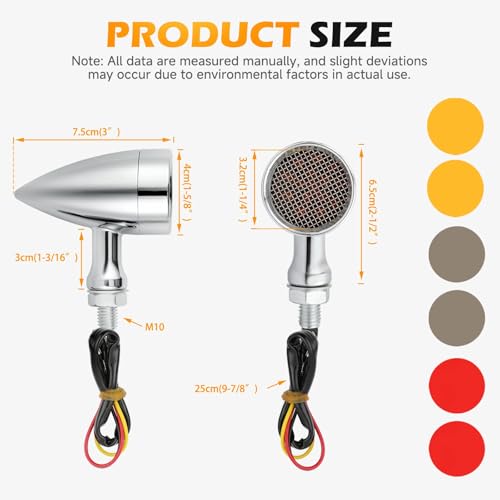 Rich Choices 2pcs Chrome 15 LED Motorcycle Stop Brake Running Turn Signal Indicator Red Lights Compatible with Harley Honda Chopper (Chrome with net-Red Light) - color: Chrome with net-Red Light