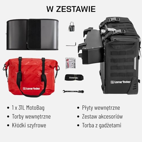 Lone Rider 31L Semi-Rigid Rackless Motorcycle Saddle Pannier Bag for BMW Motorcycle - 100% Waterproof, Dustproof Luggage with Quick Release, Safer than Hard Cases - No Racks Needed - style: 31 L