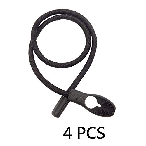 Heavy Duty Adjustable Elastics Stretch Lock Shock Bungee Cords Rope with PVC Coated Buckle All Black for Motorcycle, Cargo, Camping, RV, Trailer, Bicycle Carrier Rack, Trunk,Luggage (4 Pack)